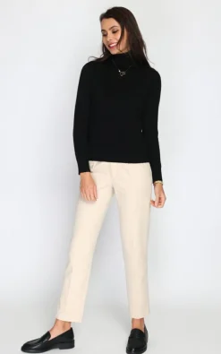 C&Jo Pulls|Pull en Cachemire mélangé col roulé fourré thermique noir