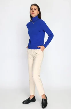 C&Jo Pulls|Pull en Cachemire mélangé col roulé fourré thermique royal