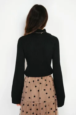 C&Jo Pulls|Pull en Cachemire mélangé col montant noir