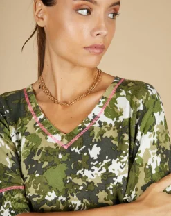 Cashmere Tribu Pulls|Pull en Coton & Cachemire Maya à motif kaki