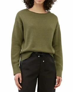 Marc O'Polo Pulls|Pull en Coton & Lin Col Bateau kaki