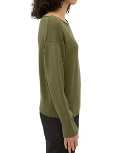 Marc O'Polo Pulls|Pull en Coton & Lin Col Bateau kaki