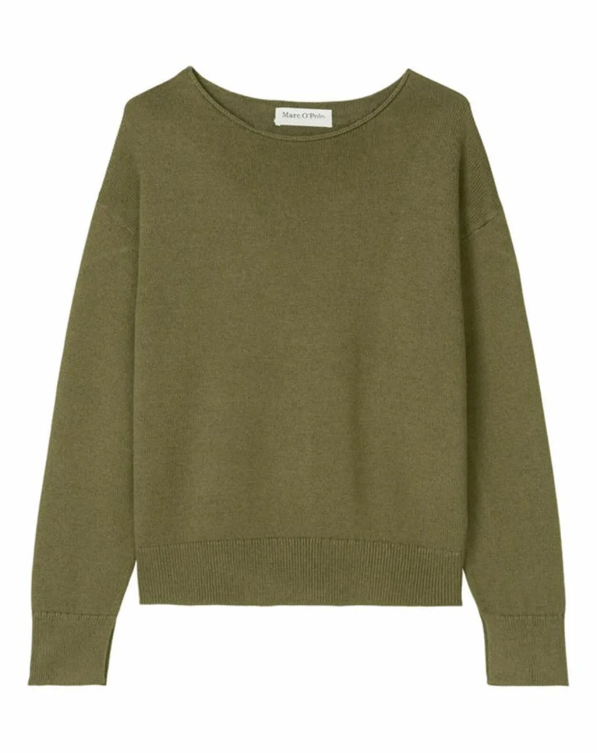 Marc O'Polo Pulls|Pull en Coton & Lin Col Bateau kaki