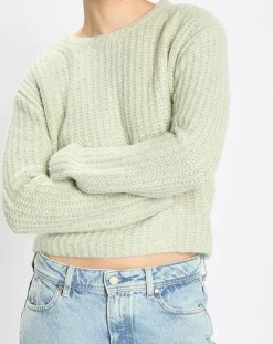 Marc O'Polo Pulls|Pull en Coton, Laine & Alpaga mélangés Mouline vert clair