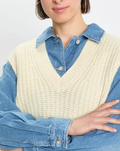 Marc O'Polo Pulls|Pull en Coton, Laine & Alpaga mélangés sans manches écru