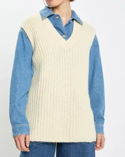 Marc O'Polo Pulls|Pull en Coton, Laine & Alpaga mélangés sans manches écru