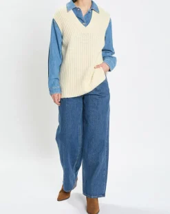 Marc O'Polo Pulls|Pull en Coton, Laine & Alpaga mélangés sans manches écru