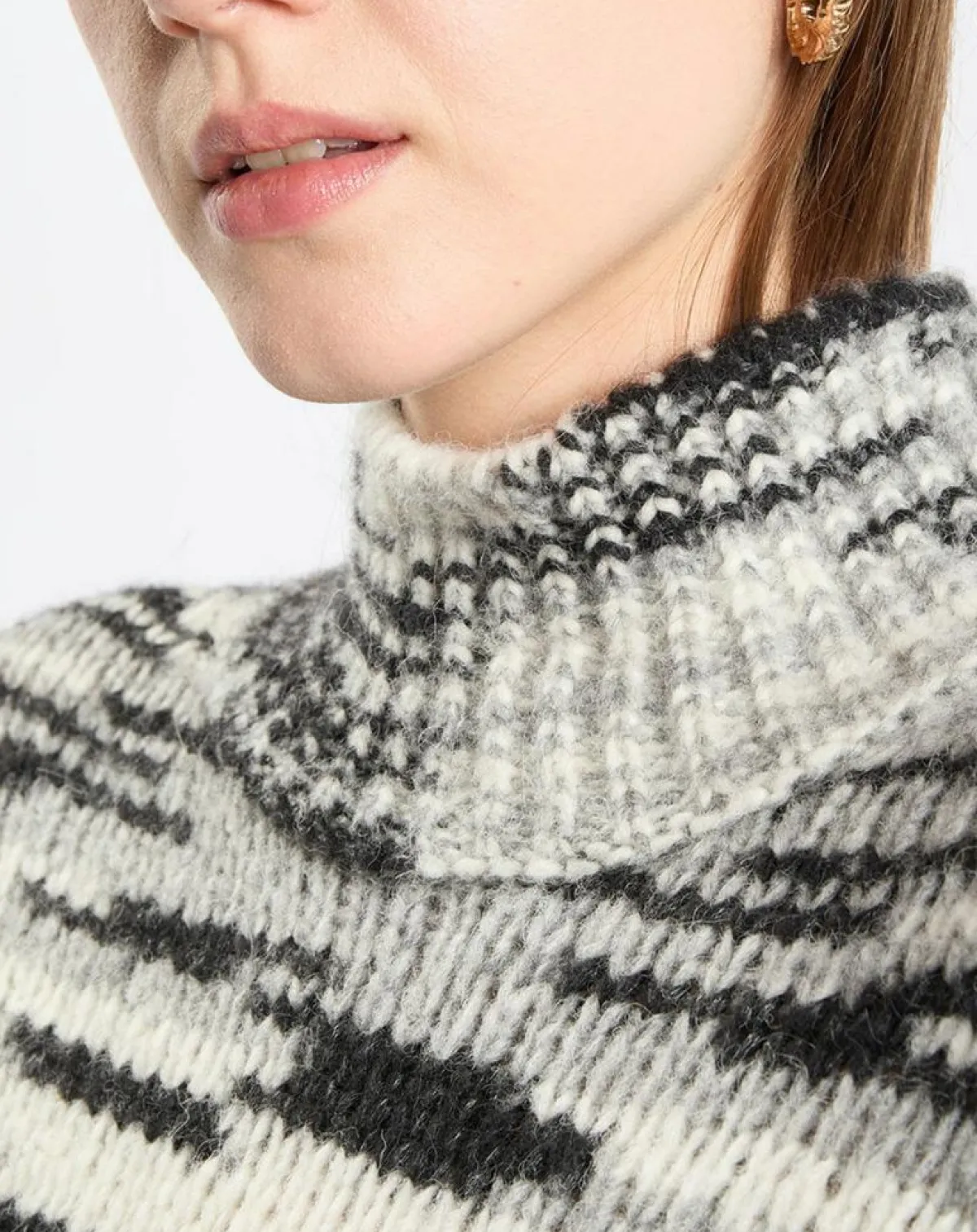 Marc O'Polo Pulls|Pull en Laine & Alpaga mélangés noir/gris