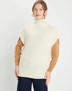 Galeries Lafayette Pulls|Pull en Laine & Cachemire col montant Shanghai écru