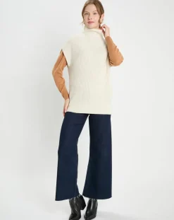 Galeries Lafayette Pulls|Pull en Laine & Cachemire col montant Shanghai écru