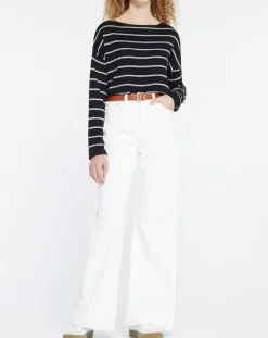 Yerse Pulls|Pull en Laine & Cachemire Julianne à rayures noir/gris