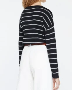 Yerse Pulls|Pull en Laine & Cachemire Julianne à rayures noir/gris