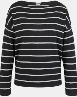 Yerse Pulls|Pull en Laine & Cachemire Julianne à rayures noir/gris