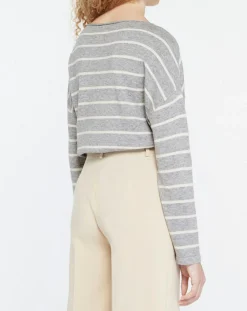 Yerse Pulls|Pull en Laine & Cachemire mélangé Julianne à rayures gris/blanc