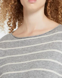Yerse Pulls|Pull en Laine & Cachemire mélangé Julianne à rayures gris/blanc