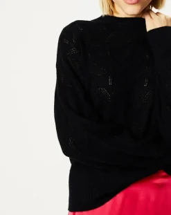 Galeries Lafayette Pulls|Pull en Laine & Cachemire Foug ajouré col rond noir