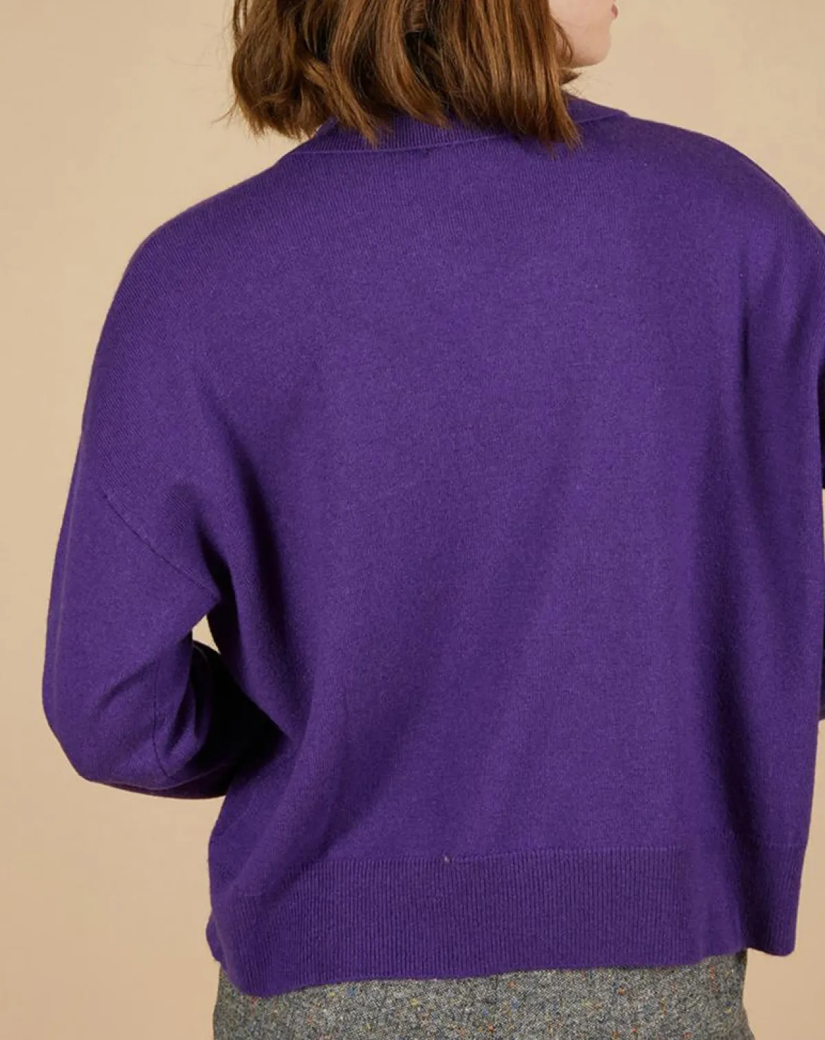 Cashmere Tribu Pulls|Pull en Laine & Cachemire Paloma col polo aubergine