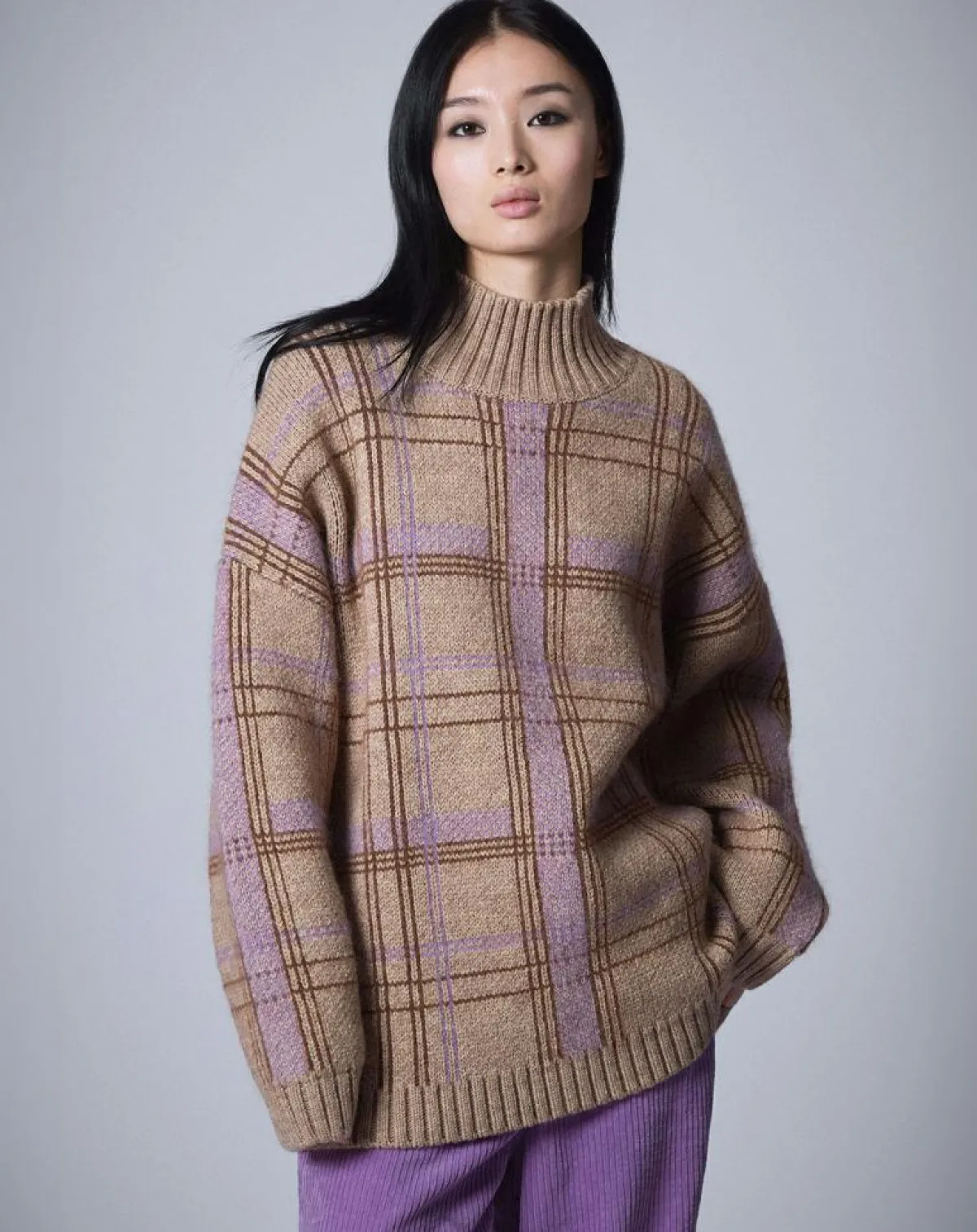 Manoush Pulls|Pull en Laine & Mohair mélangés Oversize Maille Carreaux unique