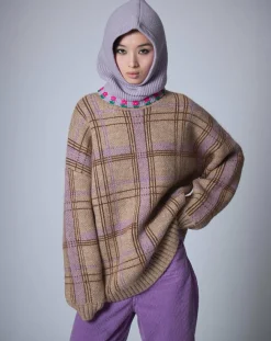 Manoush Pulls|Pull en Laine & Mohair mélangés Oversize Maille Carreaux unique