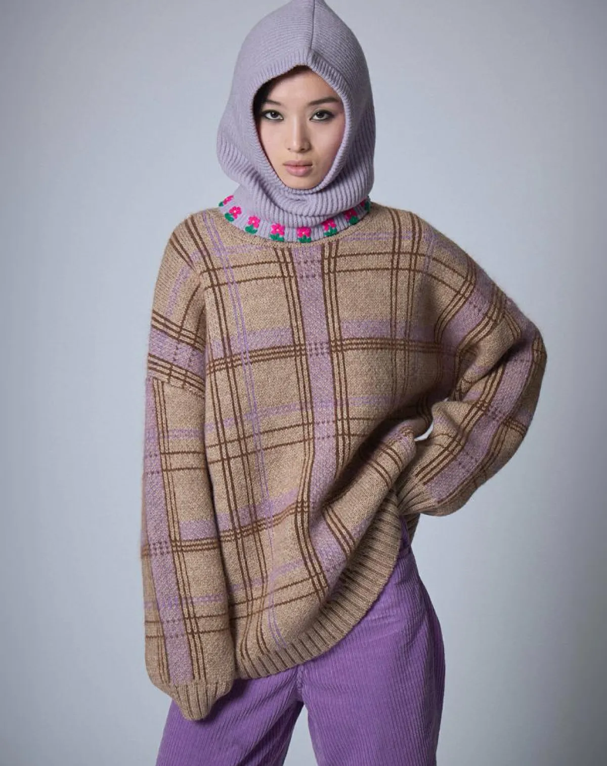 Manoush Pulls|Pull en Laine & Mohair mélangés Oversize Maille Carreaux unique