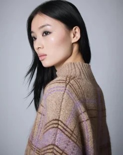 Manoush Pulls|Pull en Laine & Mohair mélangés Oversize Maille Carreaux unique