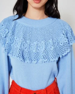 Manoush Pulls|Pull en Laine mélangée Babydoll Rosalie bleu