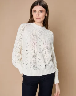 Oscar et Louise Pulls|Pull en Mohair & Laine mélangés Paola col rond écru