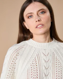 Oscar et Louise Pulls|Pull en Mohair & Laine mélangés Paola col rond écru