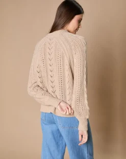 Oscar et Louise Pulls|Pull en Mohair & Laine mélangés Paola col rond beige chiné