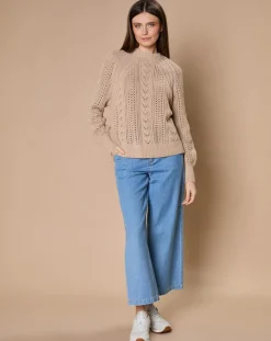 Oscar et Louise Pulls|Pull en Mohair & Laine mélangés Paola col rond beige chiné