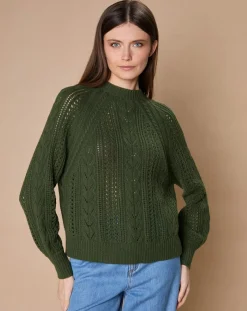 Oscar et Louise Pulls|Pull en Mohair & Laine mélangés Paola col rond kaki
