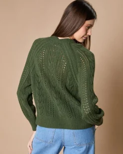 Oscar et Louise Pulls|Pull en Mohair & Laine mélangés Paola col rond kaki