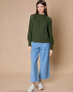 Oscar et Louise Pulls|Pull en Mohair & Laine mélangés Paola col rond kaki