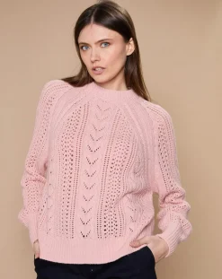 Oscar et Louise Pulls|Pull en Mohair & Laine mélangés Paola col rond vieux rose
