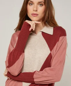 Rodier Pulls|Pull Eugénie en Laine mélangée beige/rose