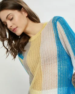 Nina ricci Pulls|Pull fin ajouré en Mohair & Laine mélangés Fishnet multicolore