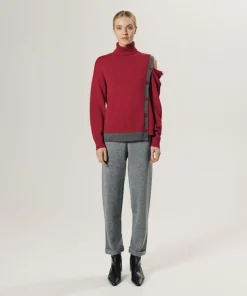 Rodier Pulls|Pull Fleurette 100% laine bicolore boutons rouge