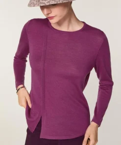 Rodier Pulls|Pull Frieda 100% laine col rond violet cassis