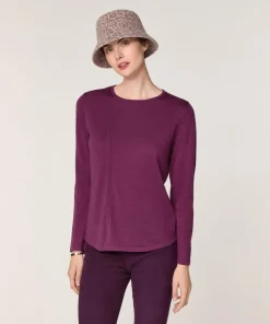 Rodier Pulls|Pull Frieda 100% laine col rond violet cassis