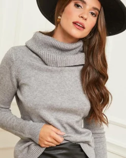L'Armoire de Suzette Pulls|Pull Gabrielle Col roulé gris clair