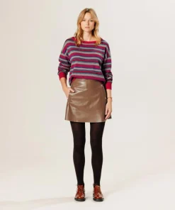 Rodier Pulls|Pull Joy 100% laine col bateau rayé rose fuchsia