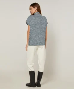 Rodier Pulls|Pull Julie-Annacoll roulé sans manches bleu