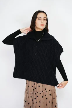 C&Jo Pulls|Pull large à capuche en Cachemire mélangé noir