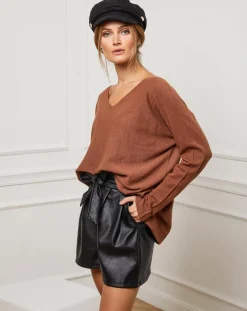 Fleur de cachemire Pulls|Pull Linoi camel