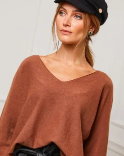 Fleur de cachemire Pulls|Pull Linoi camel