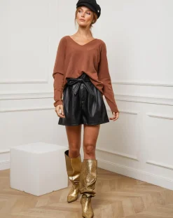 Fleur de cachemire Pulls|Pull Linoi camel