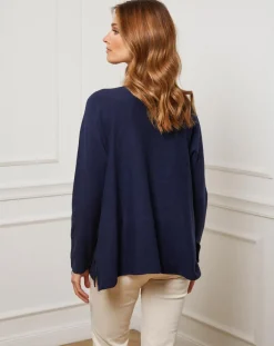 Fleur de cachemire Pulls|Pull Linoi marine
