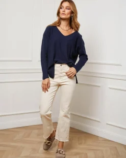 Fleur de cachemire Pulls|Pull Linoi marine