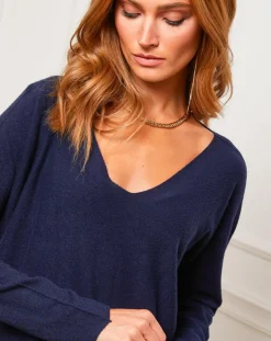 Fleur de cachemire Pulls|Pull Linoi marine