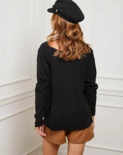 Fleur de cachemire Pulls|Pull Linoi noir